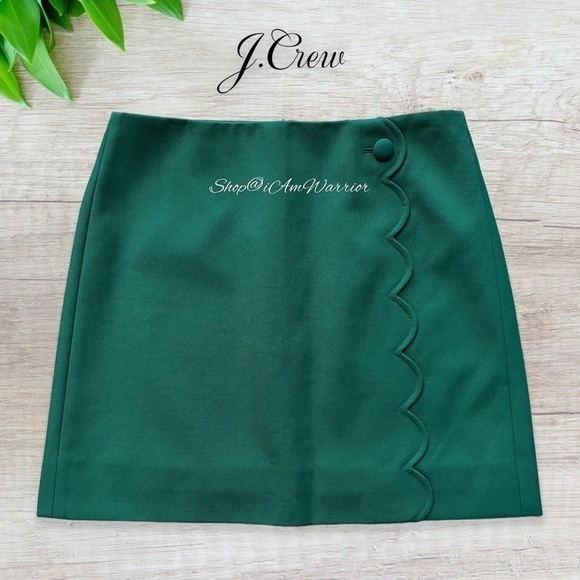 J.Crew teal a-line scalloped faux wrap mini skirt *shop@iamwarrior - Picture 4 of 10
